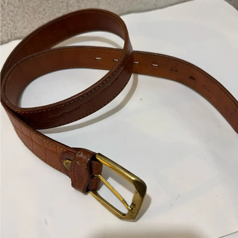 Rifle Leather Belt Company Rifle Italy RARE Vintage Leather croc Brown size M